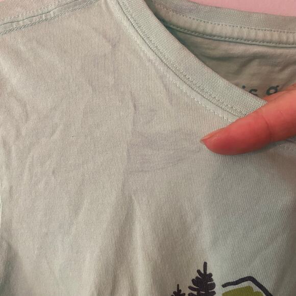 Life Is Good Blue Outdoors Short Sleeve T-Shirt Cotton Gorpcore Women's size XS - Picture 10 of 10